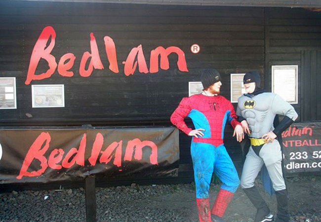 Bedlam Paintball stags hen Party super heroes hero